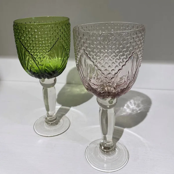 Vintage Green Goblets set of 2