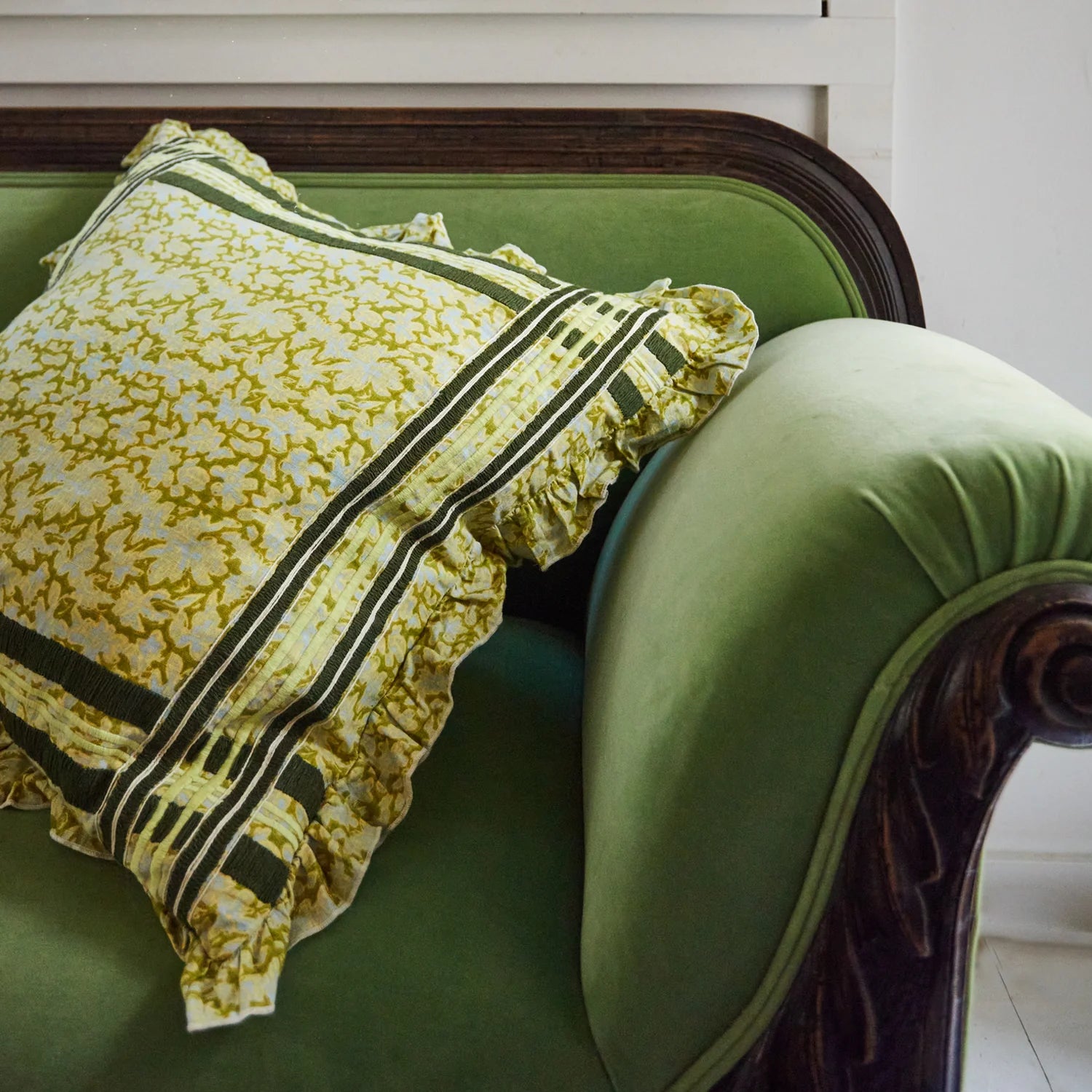 Sage & Clare - Ealing Embroidered Cushion - Sprout
