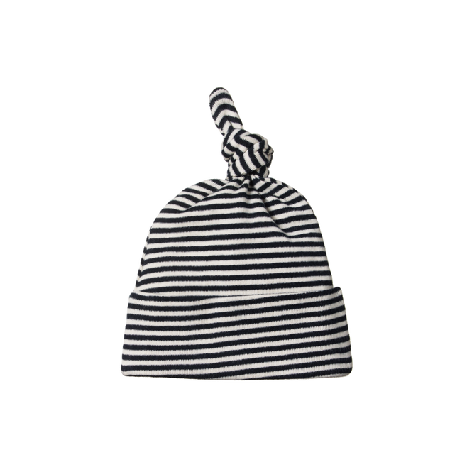 Nature Baby - Cotton Knotted Beanie - Navy Stripe