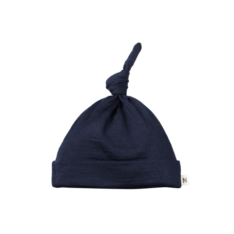 Nature Baby - Merino Knotted Beanie - Navy