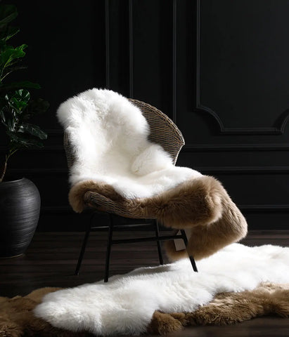 MM Linen - NZ Wool Sheepskin Rug - Double Ivory